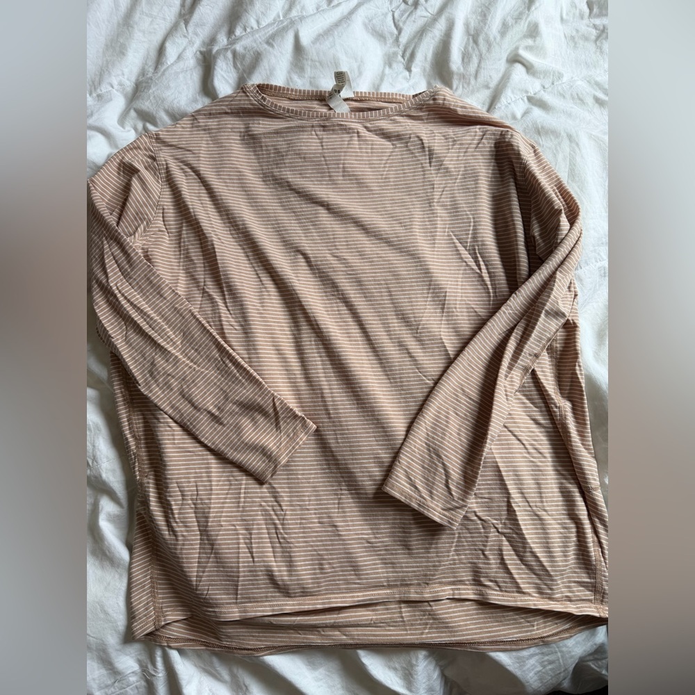 lululemon athletica Men's Long-Sleeve Striped Crew - Light Tan & White